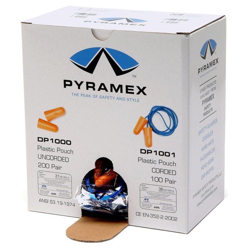 Pyramex Disposable Corded Polyurethane Foam Ear Plugs Fire & Safety